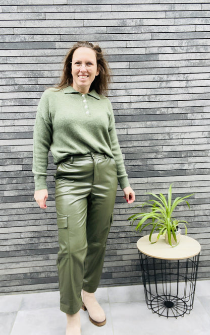 Leder broek - Khaki